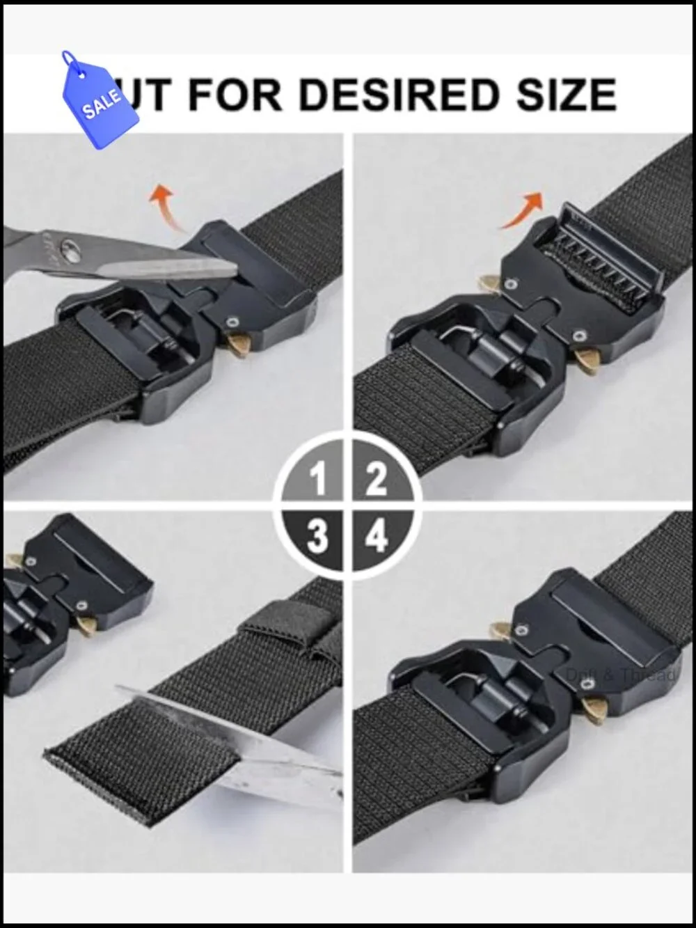Men's Stretch Tactical Belt Quick Release Adjustable Heavy Duty Nylon